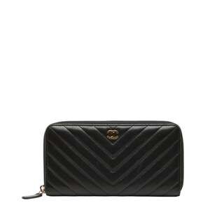 CHANEL Coco Mark Chevron Round Zip Long Wallet in Black Lambskin for Women